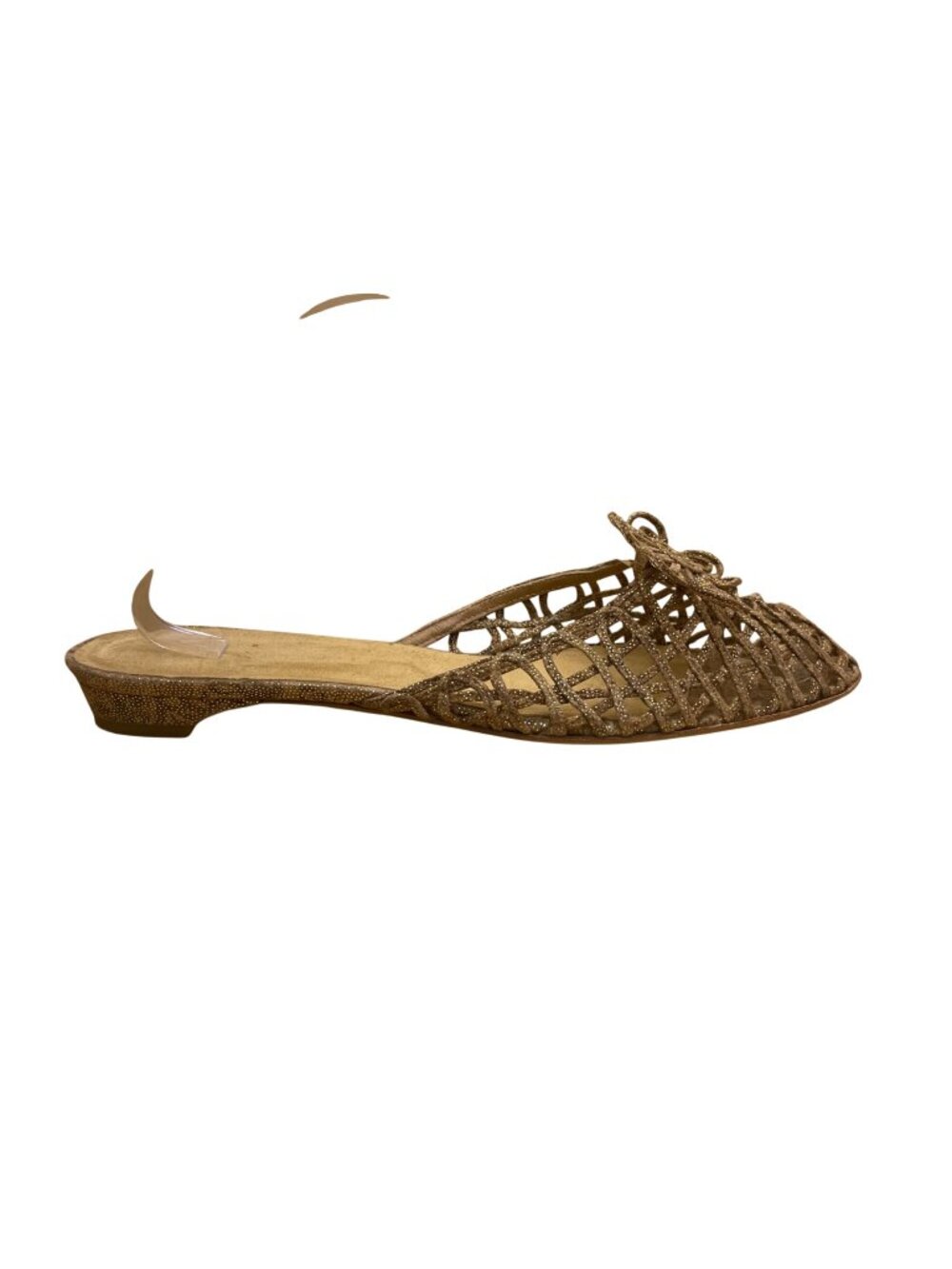 Vintage Stuart Weitzman Women’s Gold Leather Open-Toe Slingback Floral Sandals S